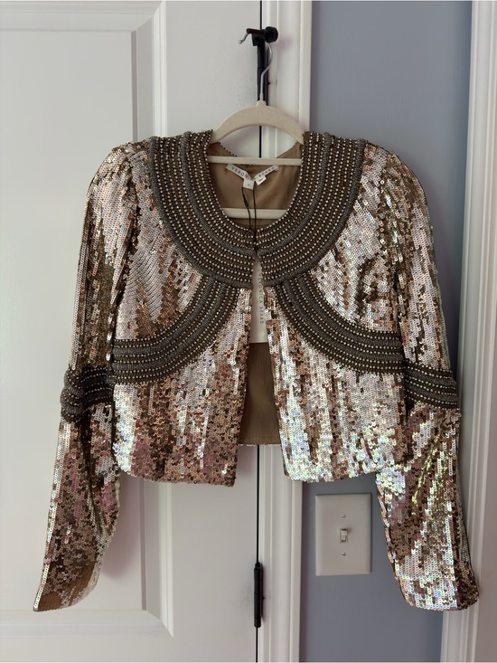 Veronica Beard Jackets & Blazers - NWT/NBW Veronica Beard Gold Sequin Cropped Embellished Jacket